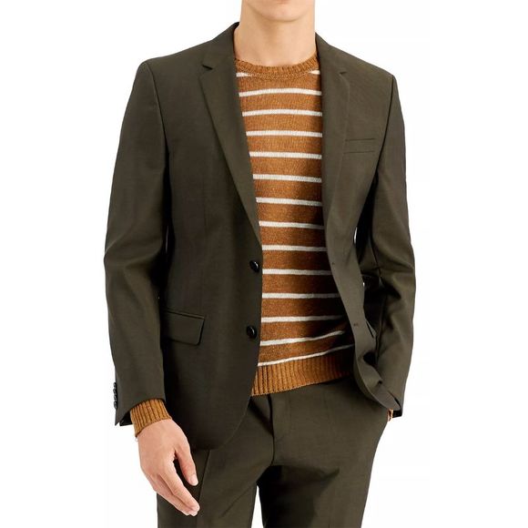 Hugo Boss Mens Modern Fit Super Flex Wool Blend Suit Green Size 36 main image 0